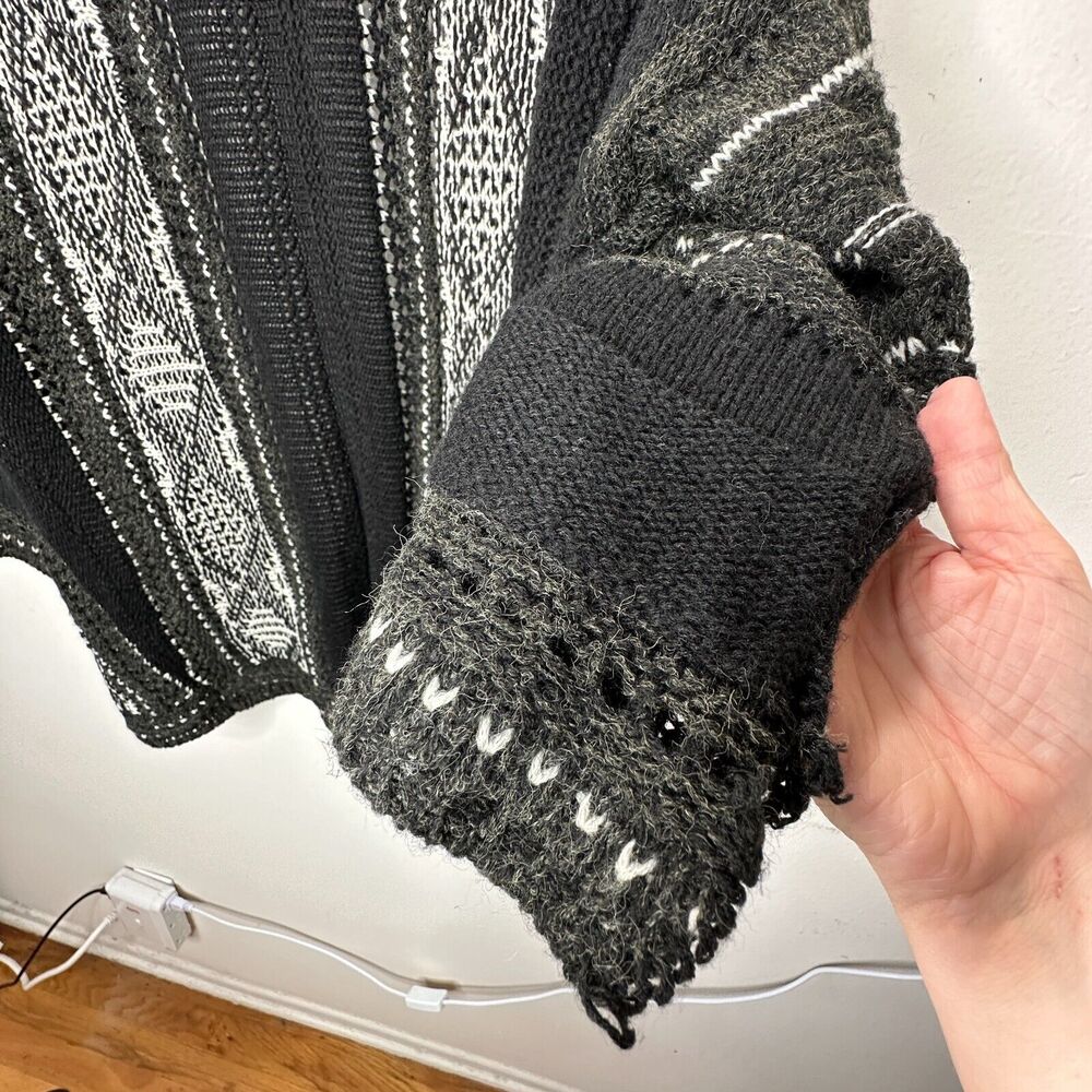 LA Hearts Black Gray and Cream Striped Knit Long Line Open Cardigan Sweater OS - Picture 8 of 14
